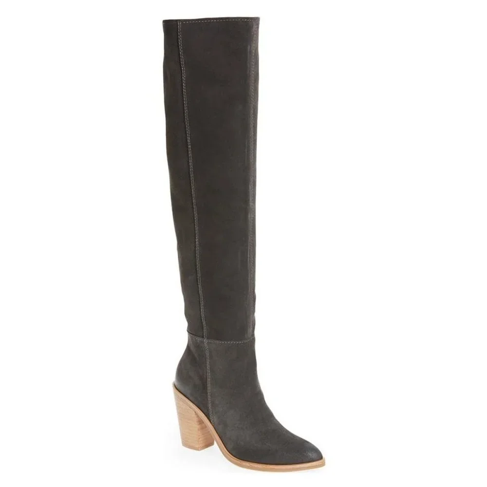 NEW TREASURE & BOND Heidi Over The Knee grey suede Boots Size 8